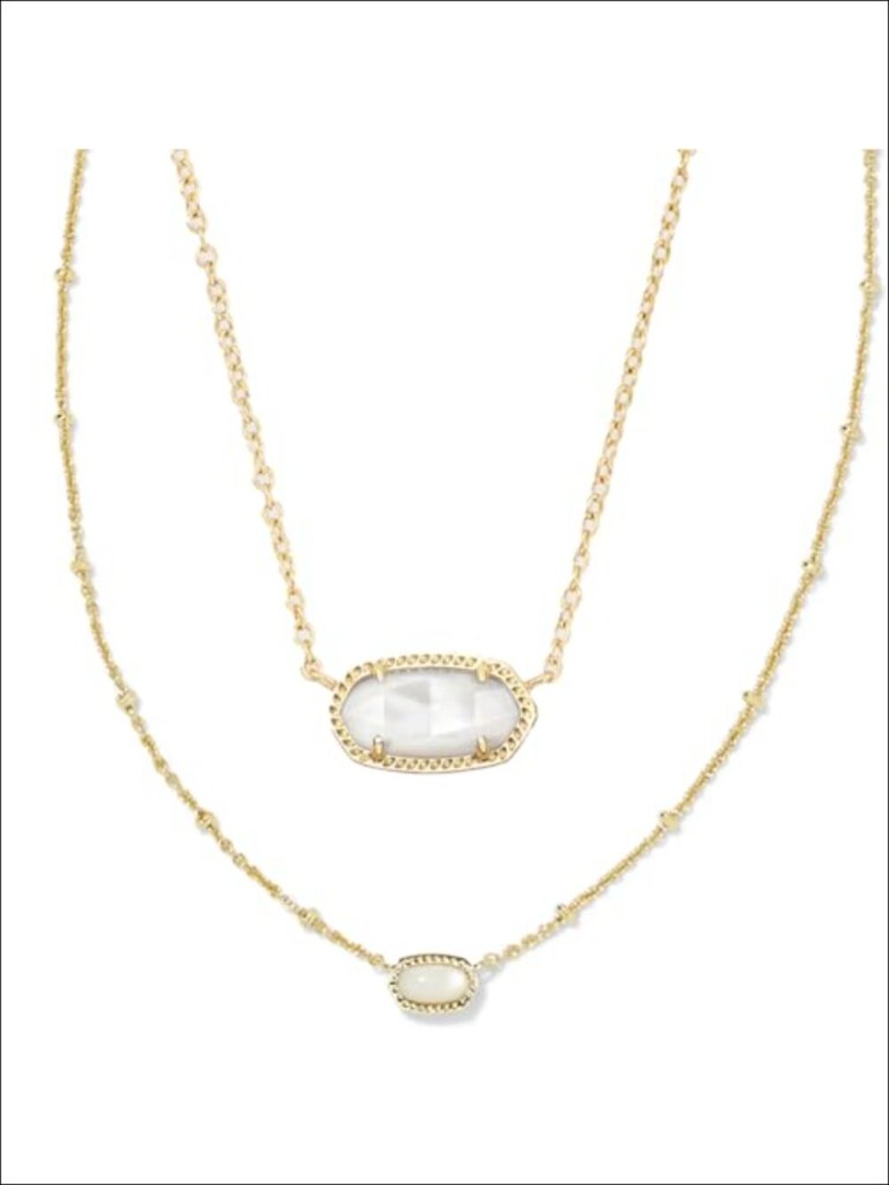 2 Pendant Necklace Gift Set 14k Yellow Gold Over Brass Mother-of-Pearl